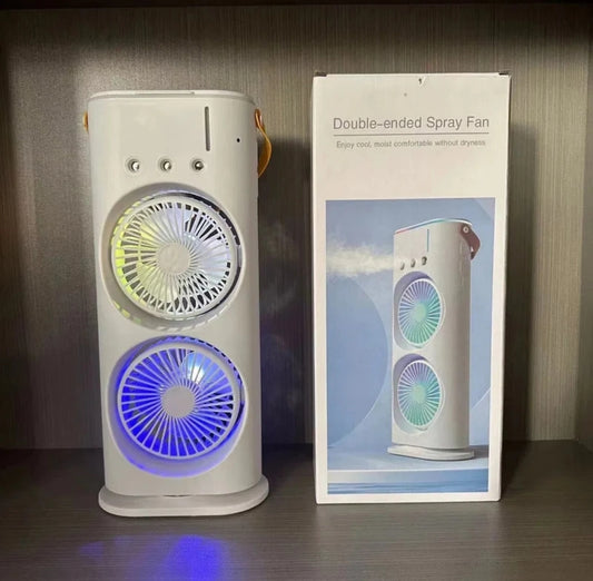 Double Ended Fan, Desk Fan for Office and Home, 360° Rotation, Remote Control System, Mist Fan With Lights USB Air Fan