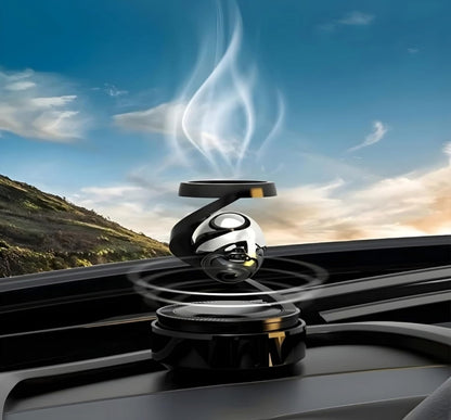 Solar Powered Car Air Diffuser–Refillable Rotating Dashboard Air Perfume Purifier for Cars, Aromatherapy Decor, Autorotation Accessories for Car Interior, Levitating Fragrance Diffuser-Black